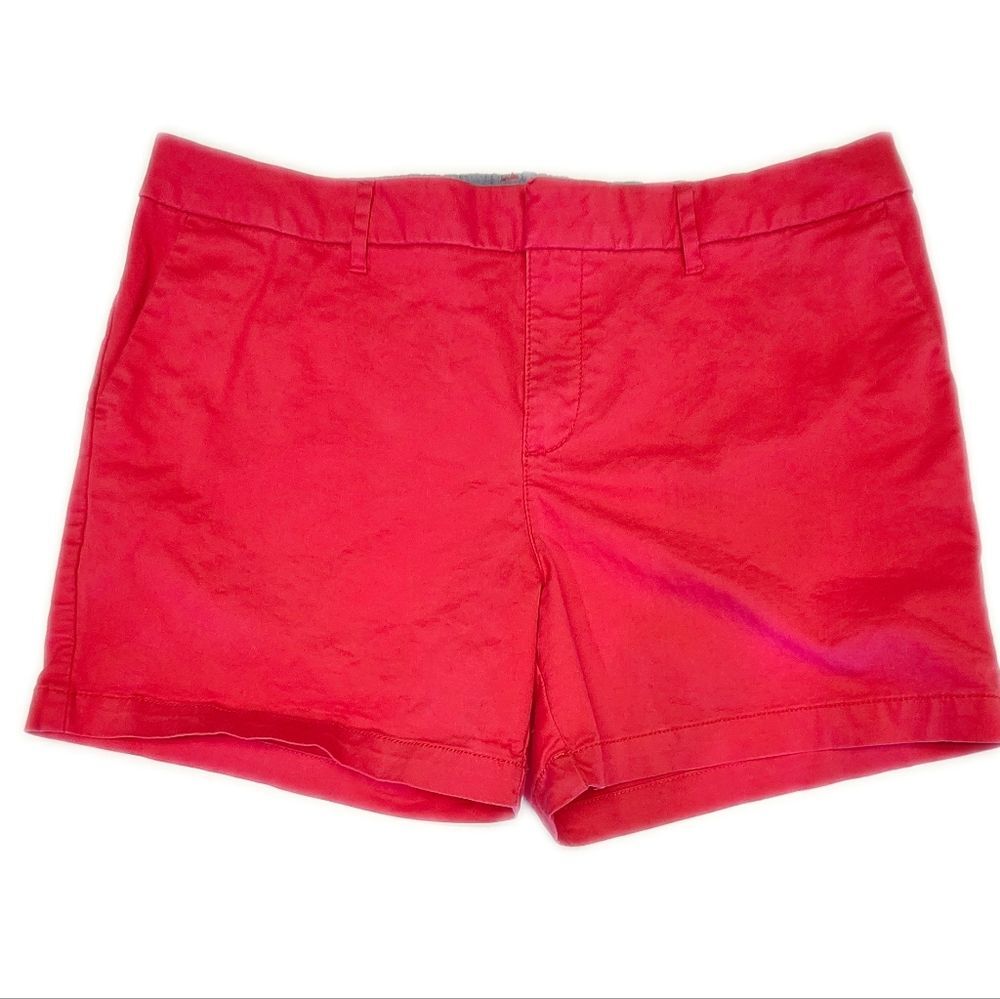 Tommy Hilfiger Red Cotton Shorts, Zip Clasp & Button, 5" Inseam, 14